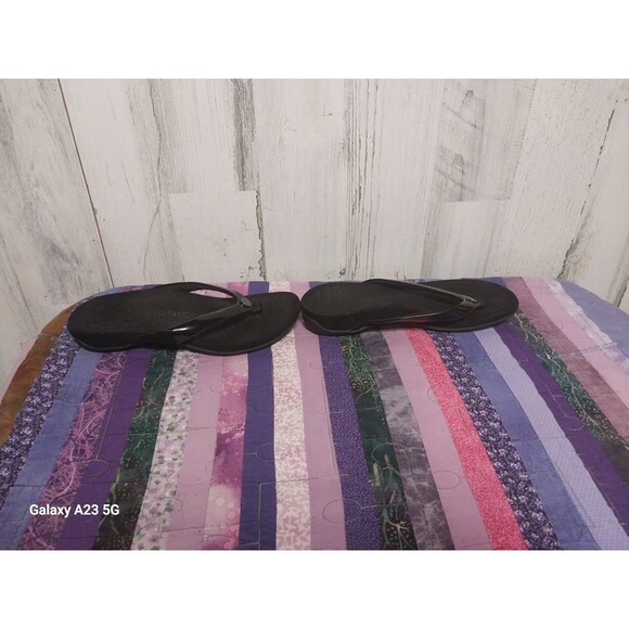 Vionic Davina Women's Black Patent Leather  Toe Sandals Size 6 - Picture 5 of 7